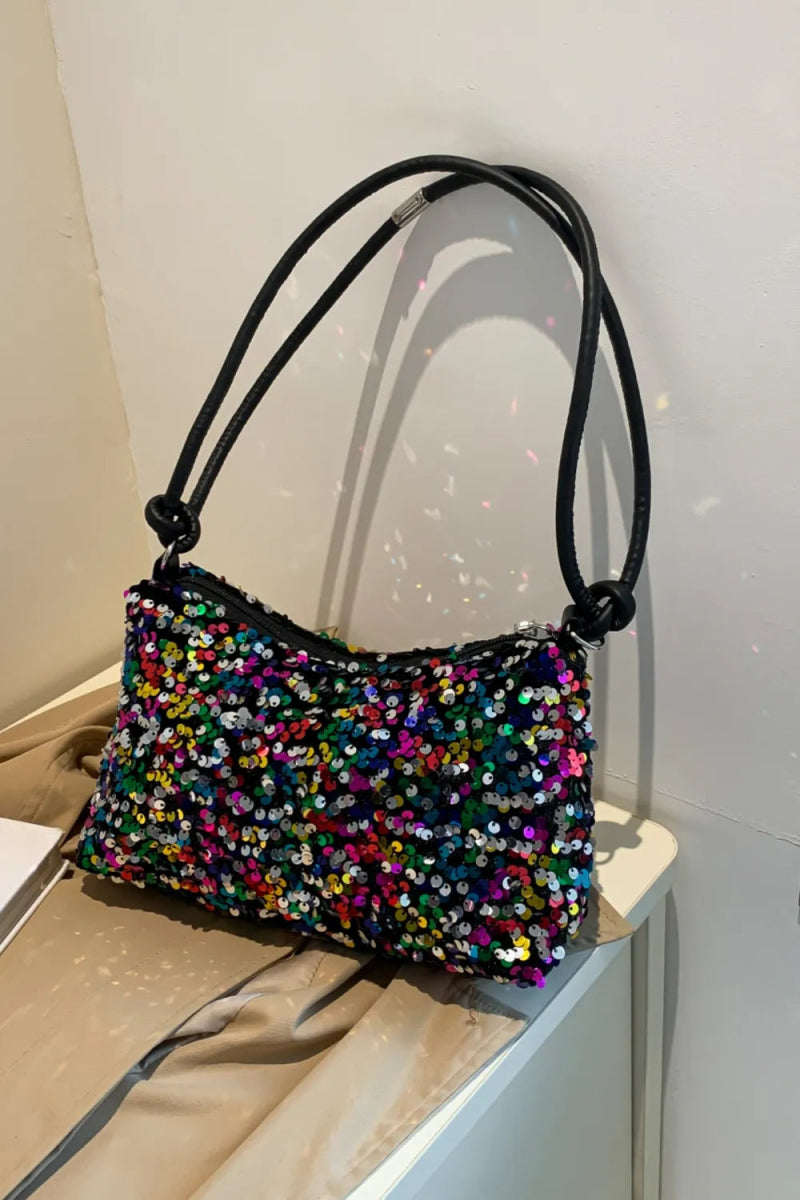 Sequin Double Strap Shoulder Bag - Topezmart