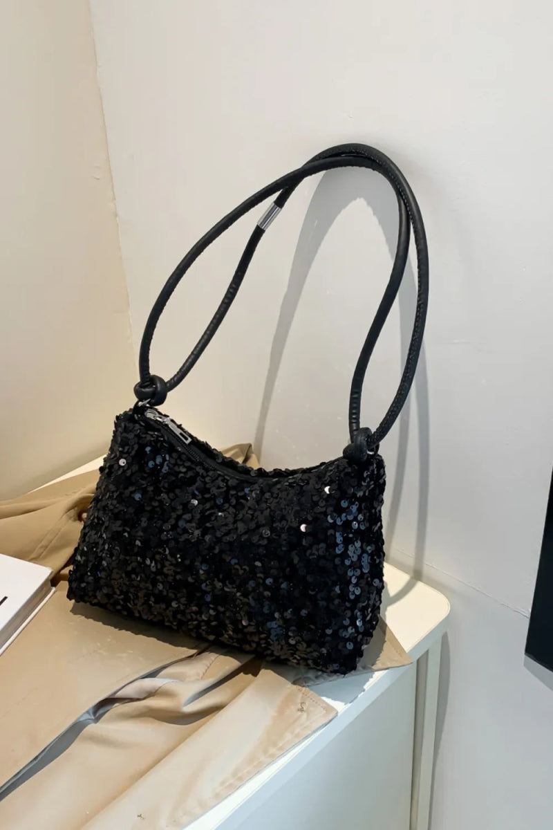 Sequin Double Strap Shoulder Bag - Topezmart