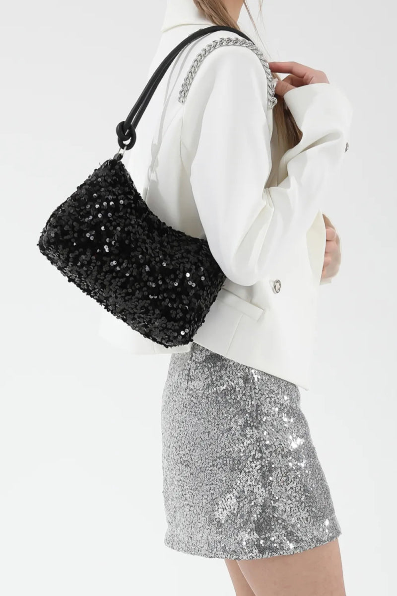 Sequin Double Strap Shoulder Bag - Topezmart