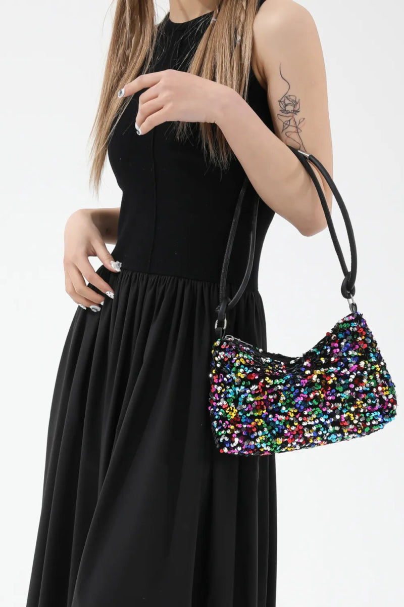 Sequin Double Strap Shoulder Bag - Topezmart