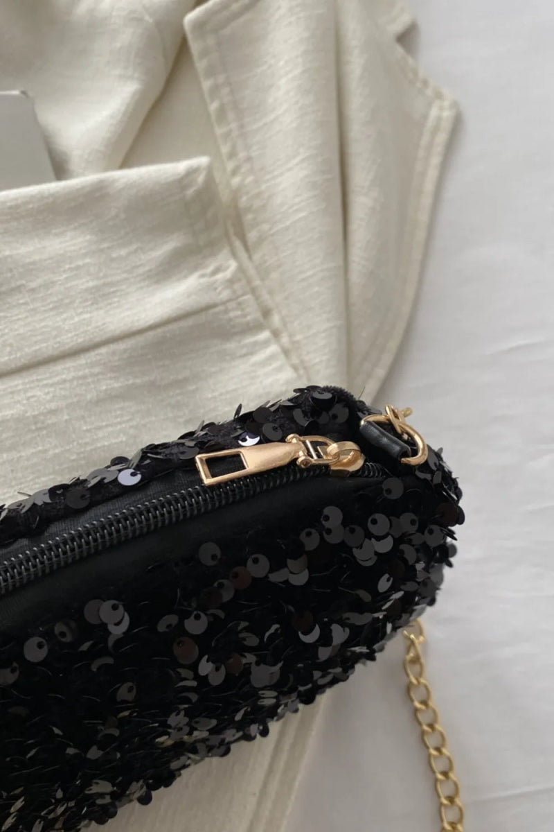 Sequin Removable Strap Shoulder Bag - Topezmart
