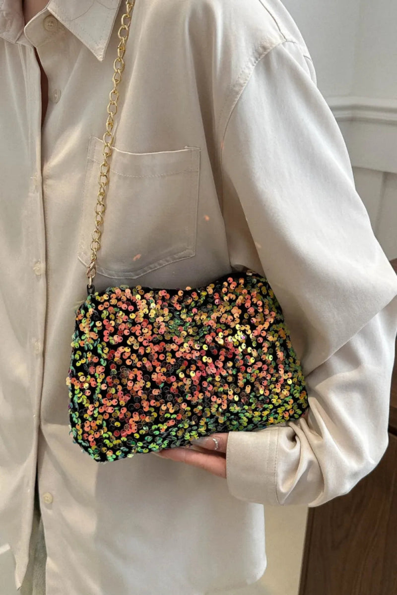 Sequin Removable Strap Shoulder Bag - Topezmart