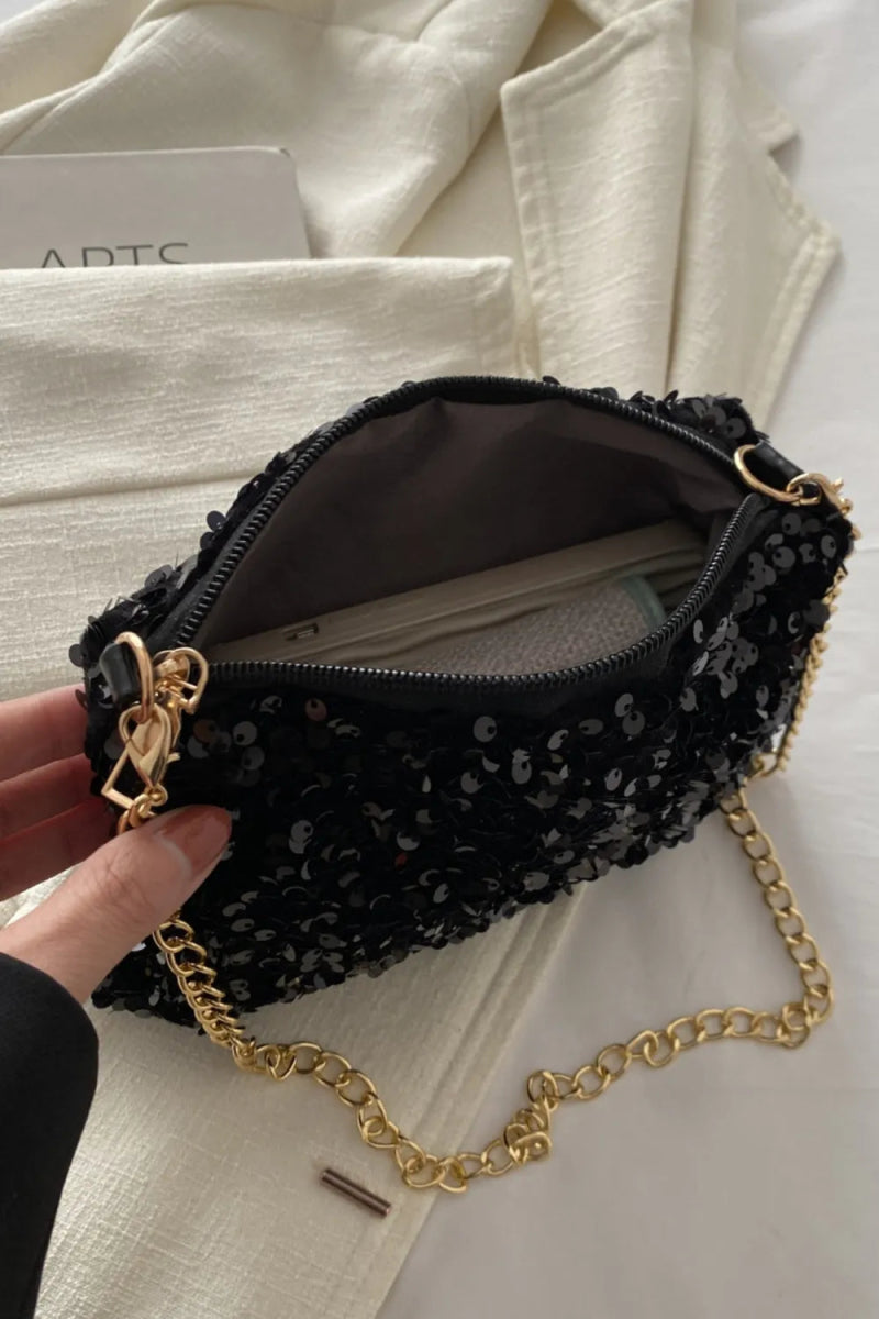 Sequin Removable Strap Shoulder Bag - Topezmart