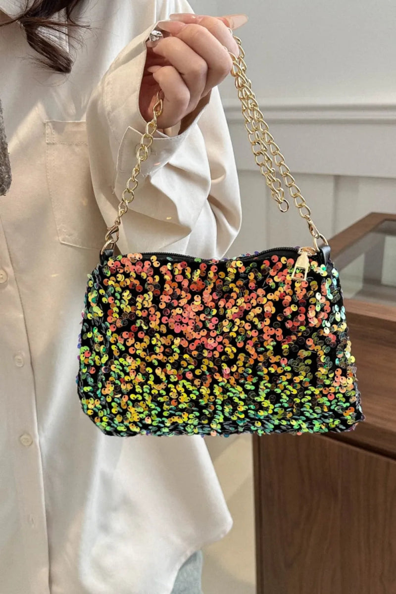 Sequin Removable Strap Shoulder Bag - Topezmart