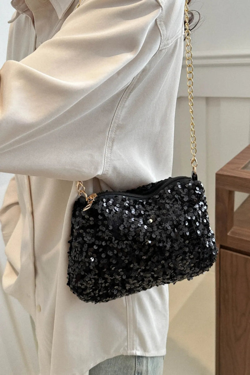 Sequin Removable Strap Shoulder Bag - Topezmart