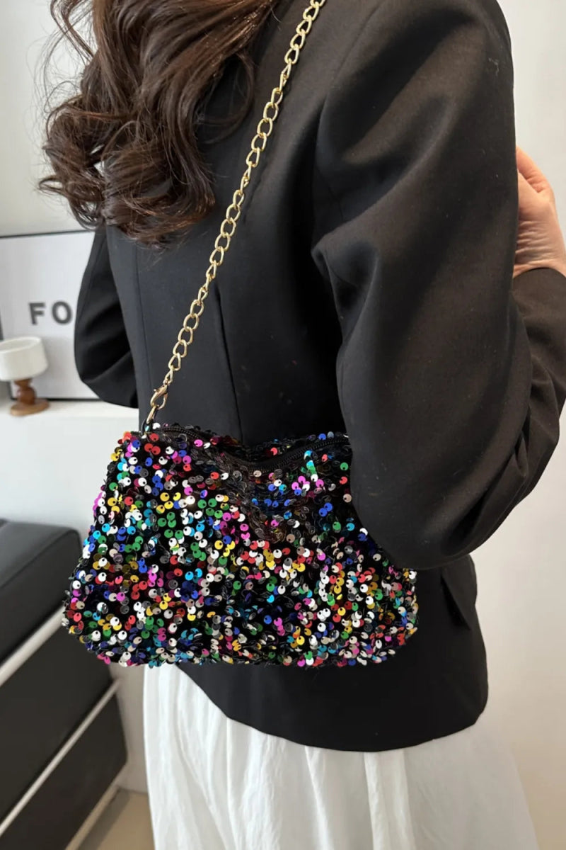 Sequin Removable Strap Shoulder Bag - Topezmart