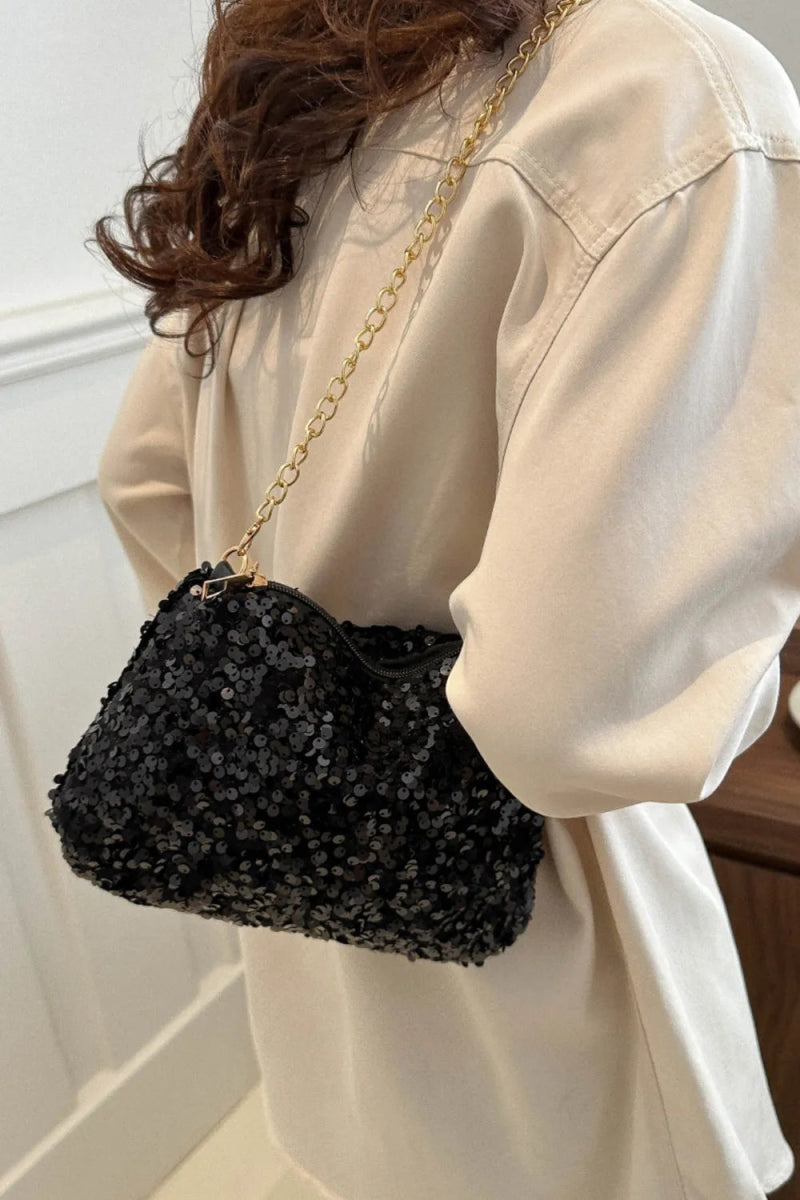 Sequin Removable Strap Shoulder Bag - Topezmart