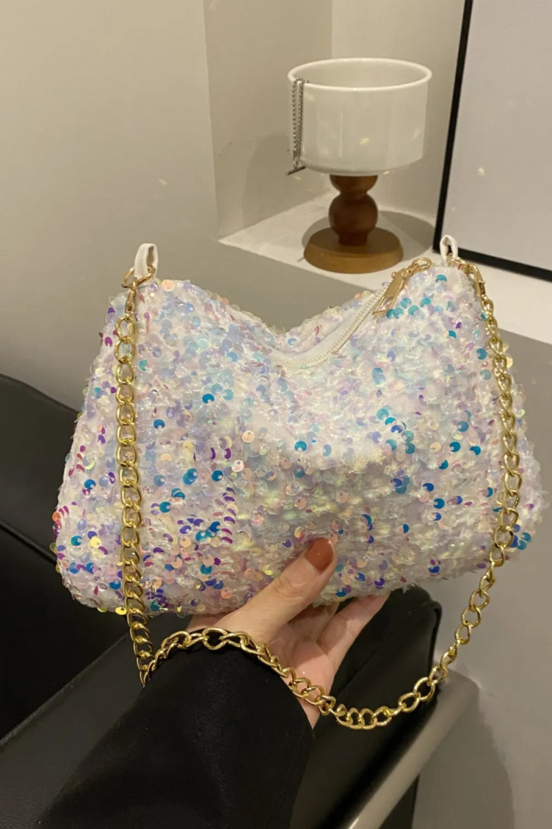 Sequin Removable Strap Shoulder Bag - Topezmart