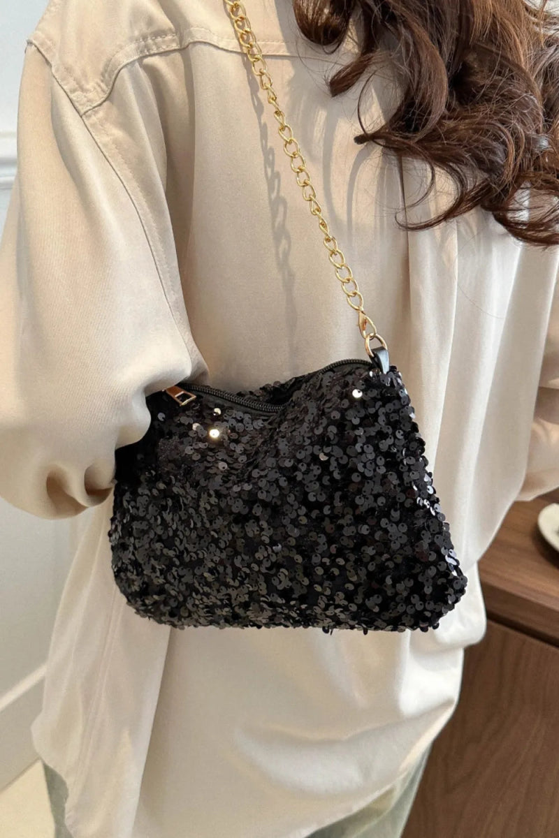 Sequin Removable Strap Shoulder Bag - Topezmart