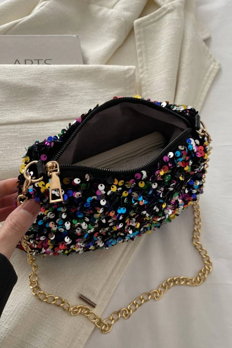 Sequin Removable Strap Shoulder Bag - Topezmart