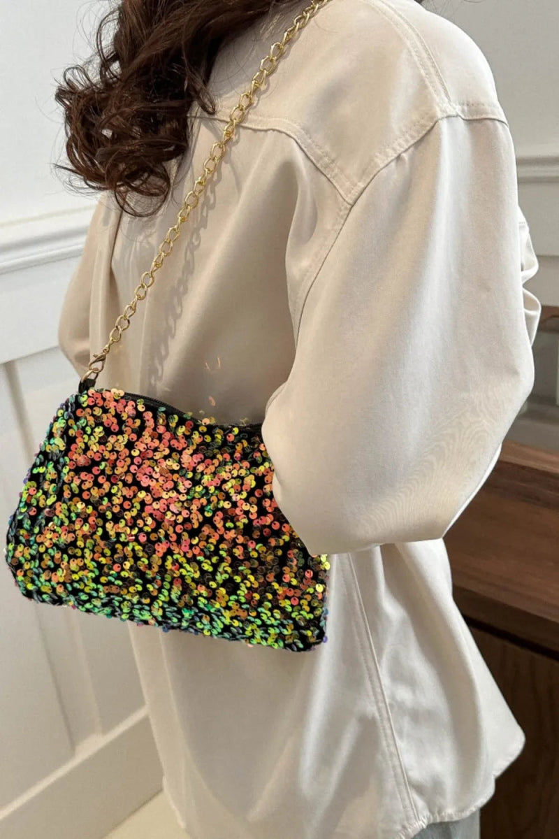 Sequin Removable Strap Shoulder Bag - Topezmart