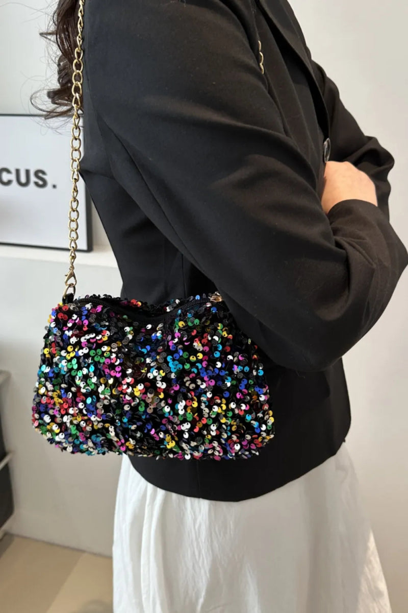 Sequin Removable Strap Shoulder Bag - Topezmart