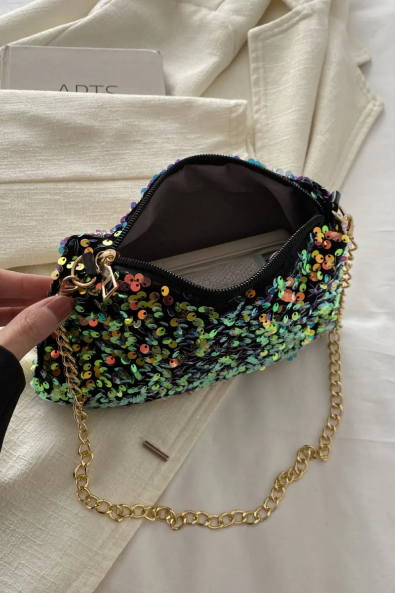 Sequin Removable Strap Shoulder Bag - Topezmart