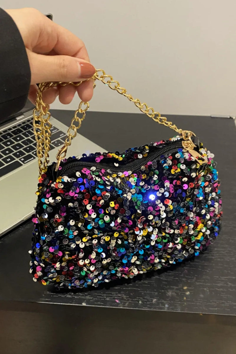 Sequin Removable Strap Shoulder Bag - Topezmart