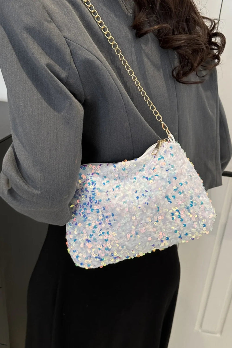Sequin Removable Strap Shoulder Bag - Topezmart