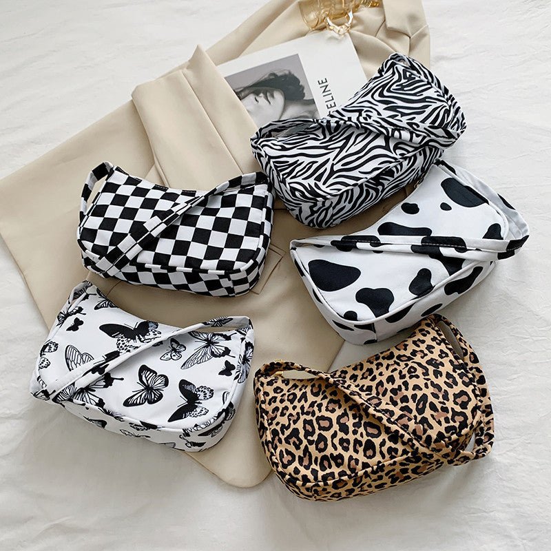 TopezMart™ Exclusive Women Handbag Butterfly Cow Leopard Printed Pattern Underarm Bags Small Shoulder Bag - Topezmart