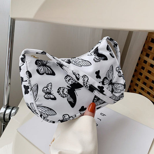 TopezMart™ Exclusive Women Handbag Butterfly Cow Leopard Printed Pattern Underarm Bags Small Shoulder Bag - Topezmart