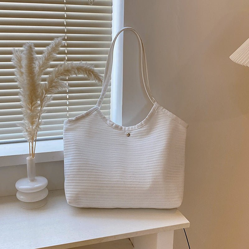 TopezMart™ Exclusive Women Mesh Tote Bag Solid Color Designer Ladies Casual Handbag Shoulder Bag Large Capacity Reusable Shopping Beach Bag - Topezmart
