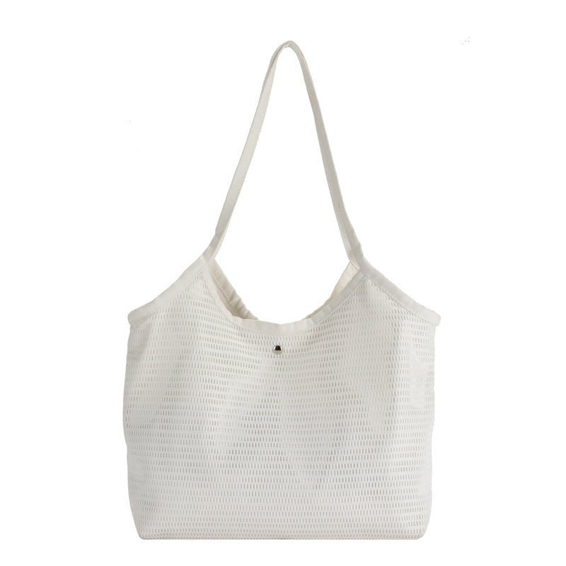 TopezMart™ Exclusive Women Mesh Tote Bag Solid Color Designer Ladies Casual Handbag Shoulder Bag Large Capacity Reusable Shopping Beach Bag - Topezmart