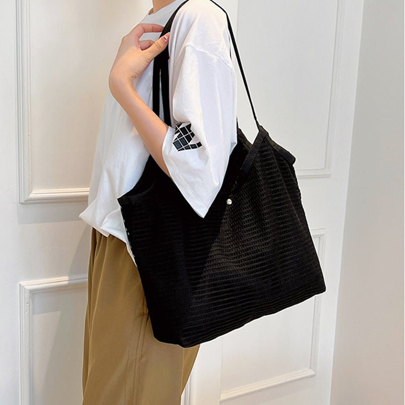 TopezMart™ Exclusive Women Mesh Tote Bag Solid Color Designer Ladies Casual Handbag Shoulder Bag Large Capacity Reusable Shopping Beach Bag - Topezmart