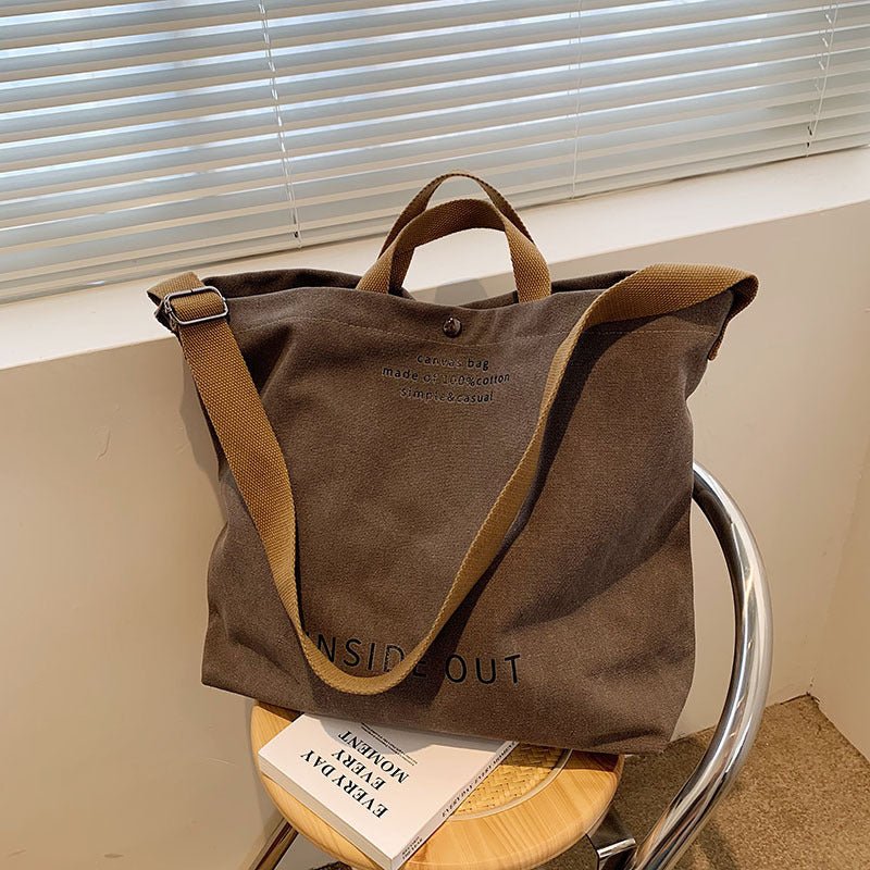 TopezMart™ Limited Edition Large - capacity Canvas Bags Women Casual Fashion Totes Alphabet Print Shoulder Bag With Adjustable Strap Retro Handbag For Shopping - Topezmart