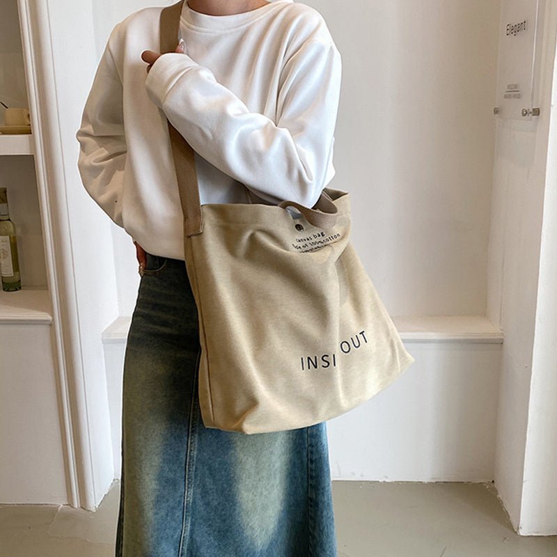 TopezMart™ Limited Edition Large - capacity Canvas Bags Women Casual Fashion Totes Alphabet Print Shoulder Bag With Adjustable Strap Retro Handbag For Shopping - Topezmart