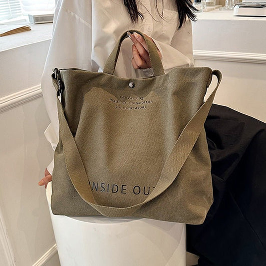 TopezMart™ Limited Edition Large - capacity Canvas Bags Women Casual Fashion Totes Alphabet Print Shoulder Bag With Adjustable Strap Retro Handbag For Shopping - Topezmart