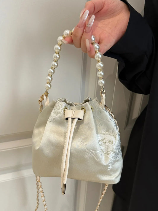 TopezMart™ Premium Drawstring Pearl Bucket Bag - Topezmart