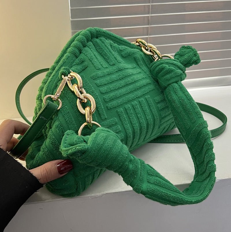 TopezMart™ Premium Luxury Towel Pattern Women New Fashion Plush Triangle Clip Handbag - Topezmart