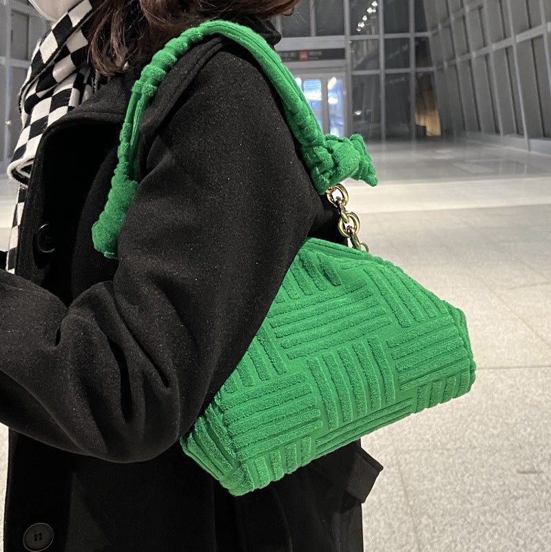 TopezMart™ Premium Luxury Towel Pattern Women New Fashion Plush Triangle Clip Handbag - Topezmart