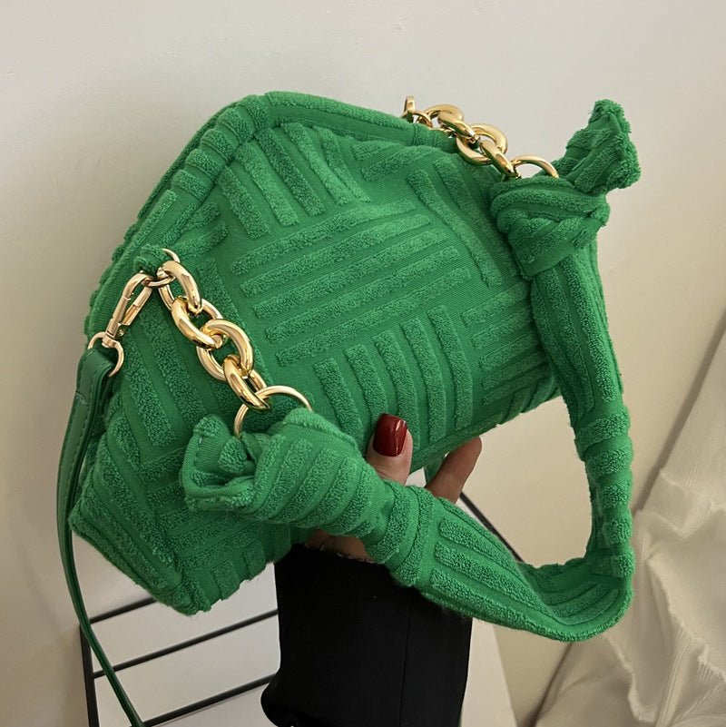 TopezMart™ Premium Luxury Towel Pattern Women New Fashion Plush Triangle Clip Handbag - Topezmart