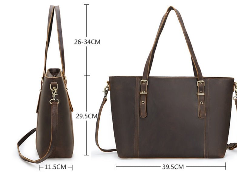 Vintage Style Ladies Genuine Leather Shoulder Bag Women Leather Handbag Tote Bag - Topezmart
