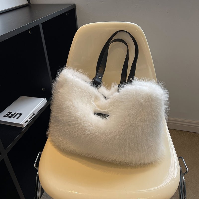 Winter Plush Bags Women Flowers Shoulder Bag Handbag - Topezmart