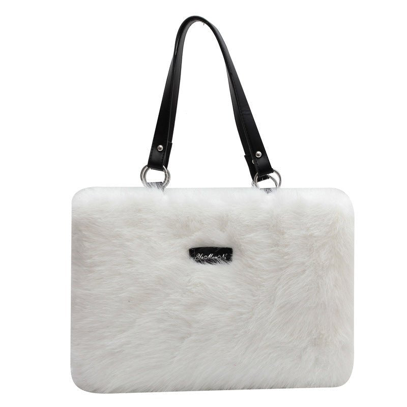 Winter Plush Bags Women Flowers Shoulder Bag Handbag - Topezmart