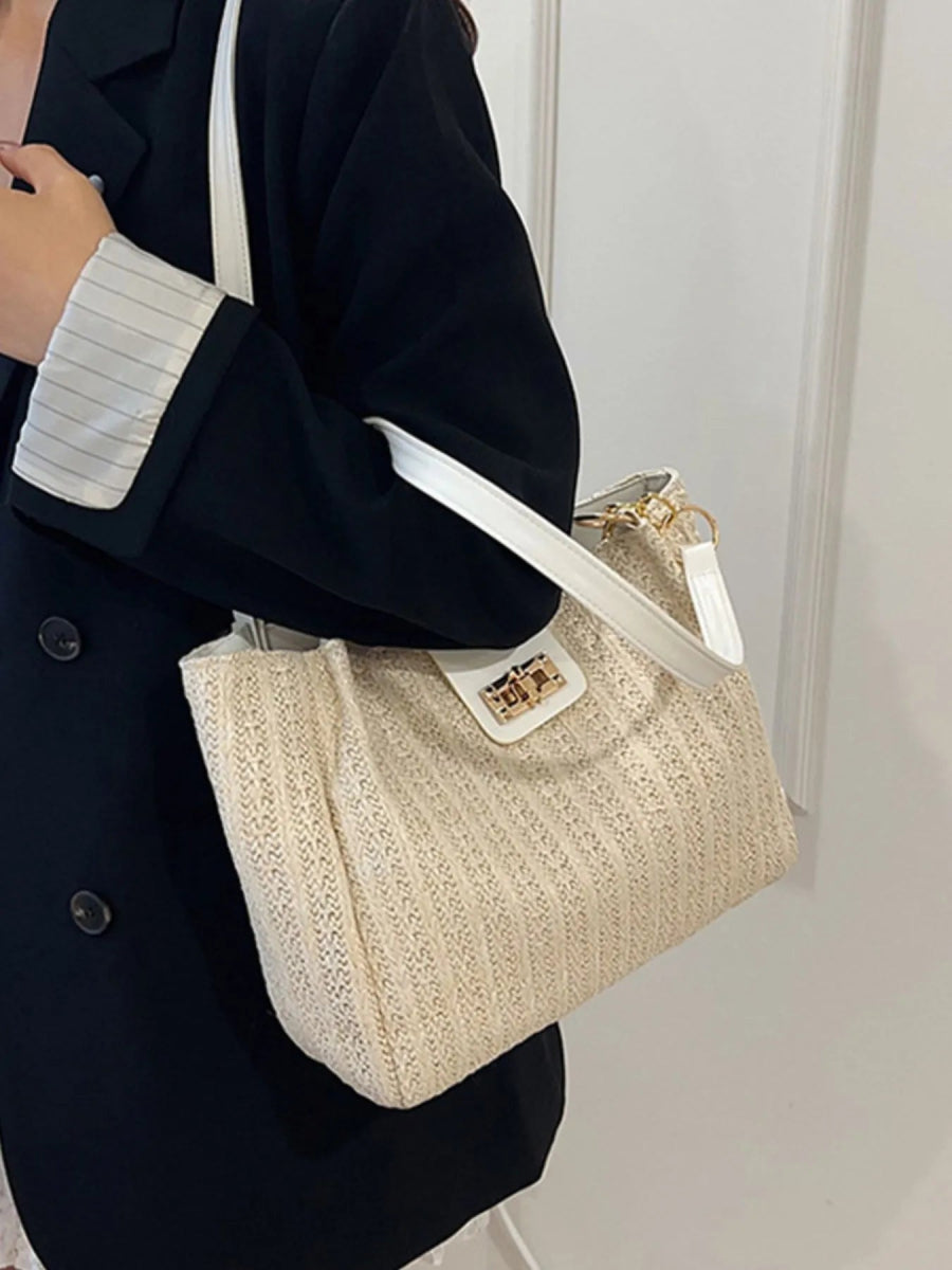 Woven Straw Shoulder Bag - Topezmart