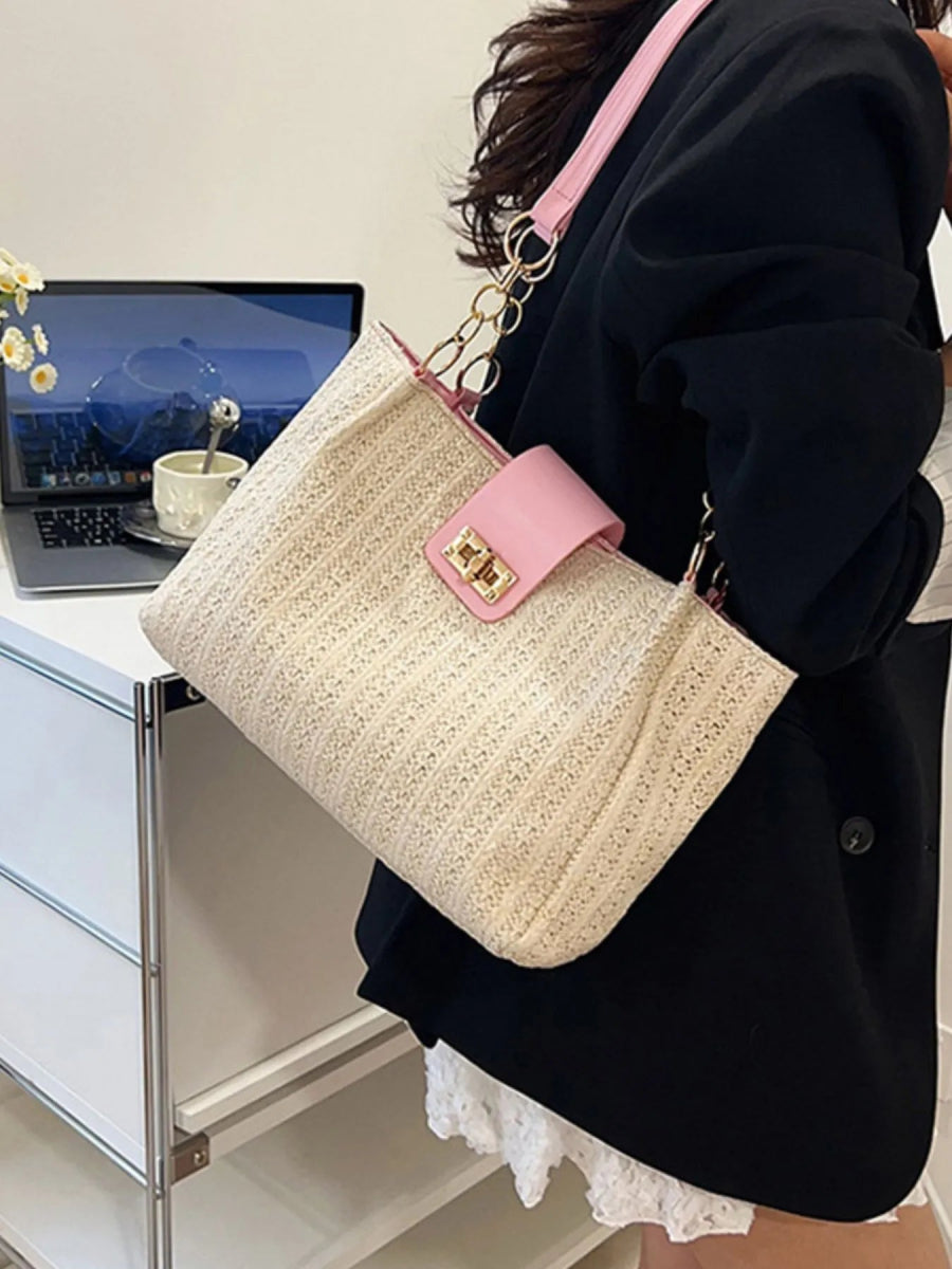Woven Straw Shoulder Bag - Topezmart