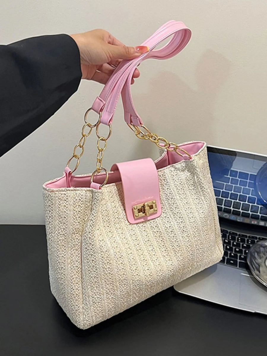 Woven Straw Shoulder Bag - Topezmart