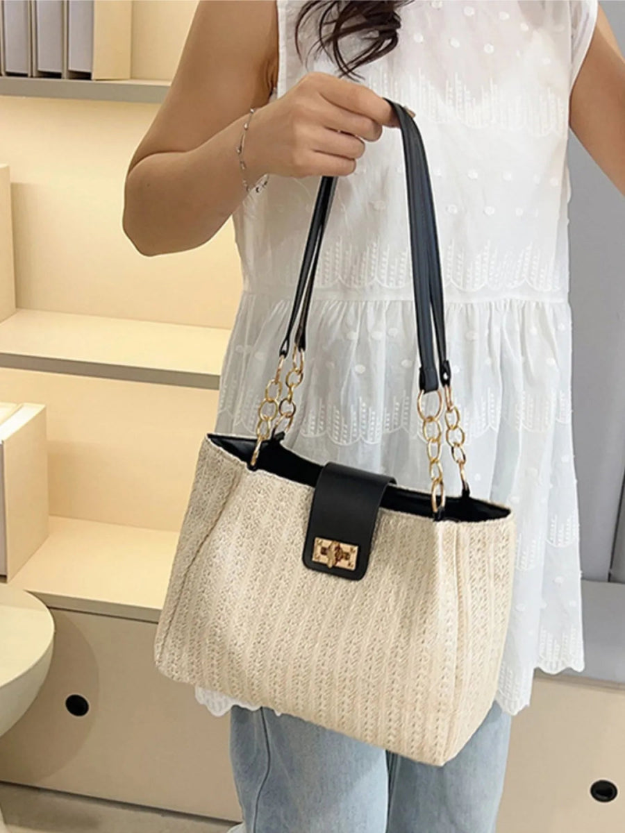 Woven Straw Shoulder Bag - Topezmart