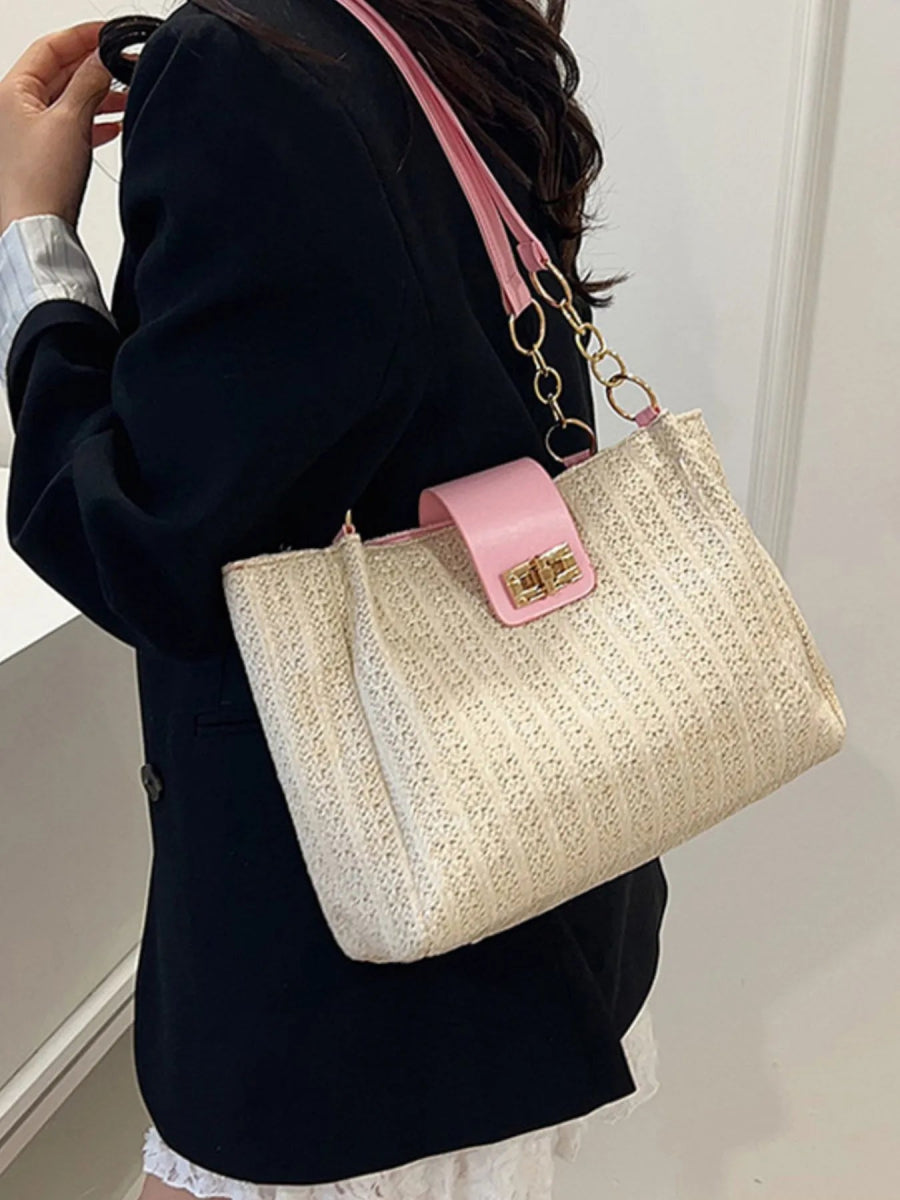 Woven Straw Shoulder Bag - Topezmart