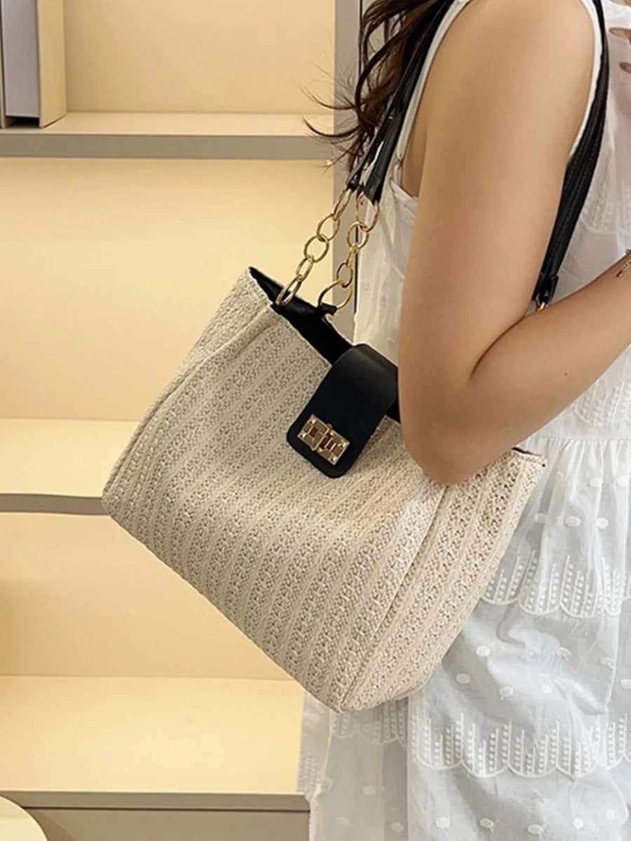 Woven Straw Shoulder Bag - Topezmart