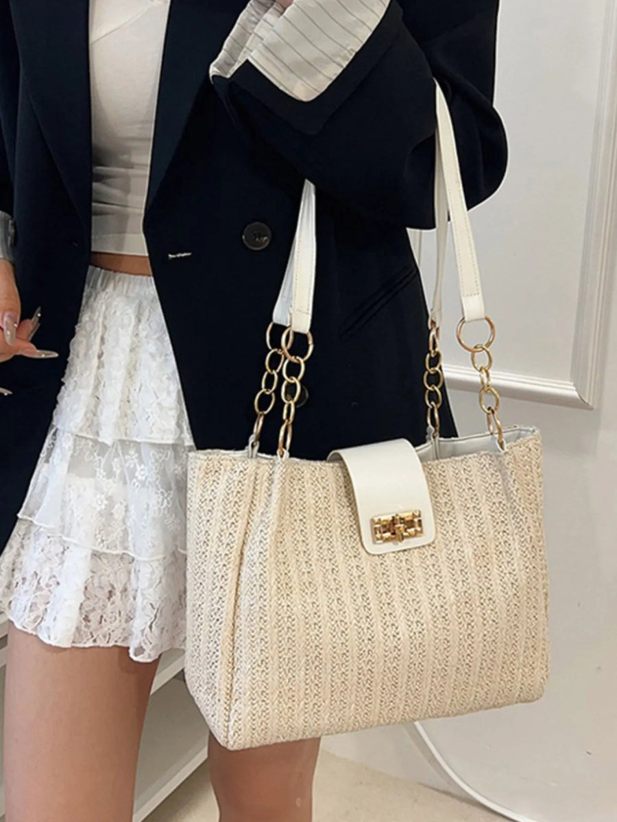 Woven Straw Shoulder Bag - Topezmart