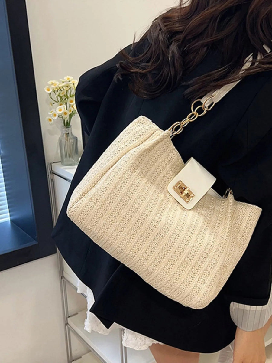 Woven Straw Shoulder Bag - Topezmart