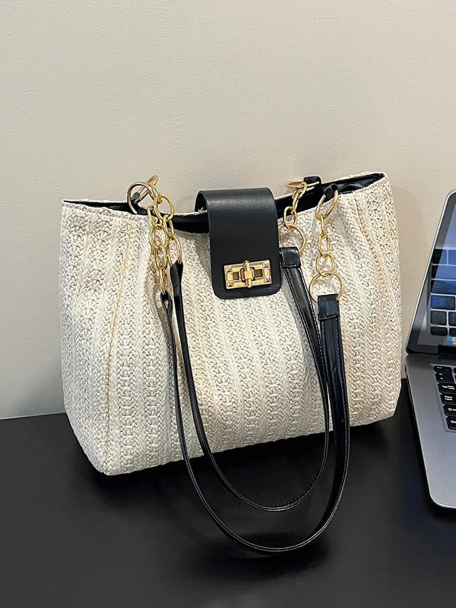 Woven Straw Shoulder Bag - Topezmart