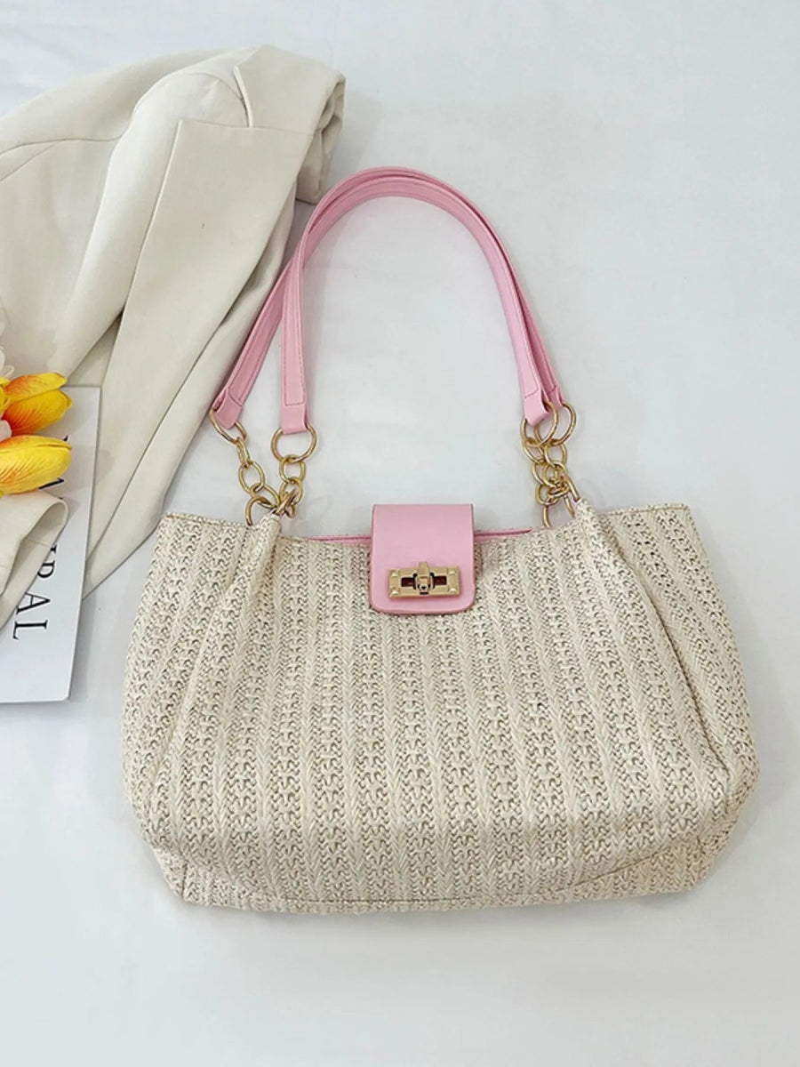 Woven Straw Shoulder Bag - Topezmart