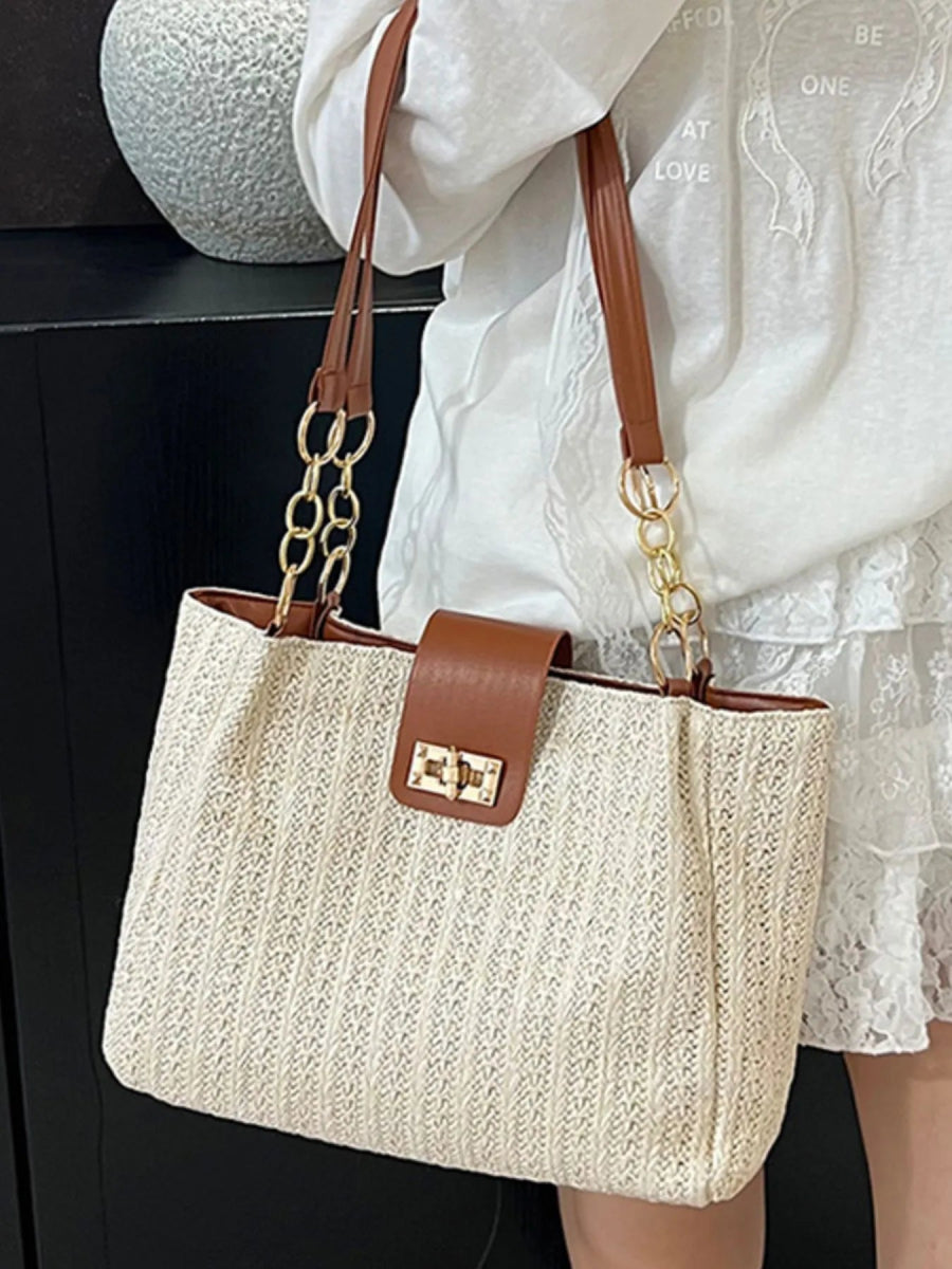 Woven Straw Shoulder Bag - Topezmart
