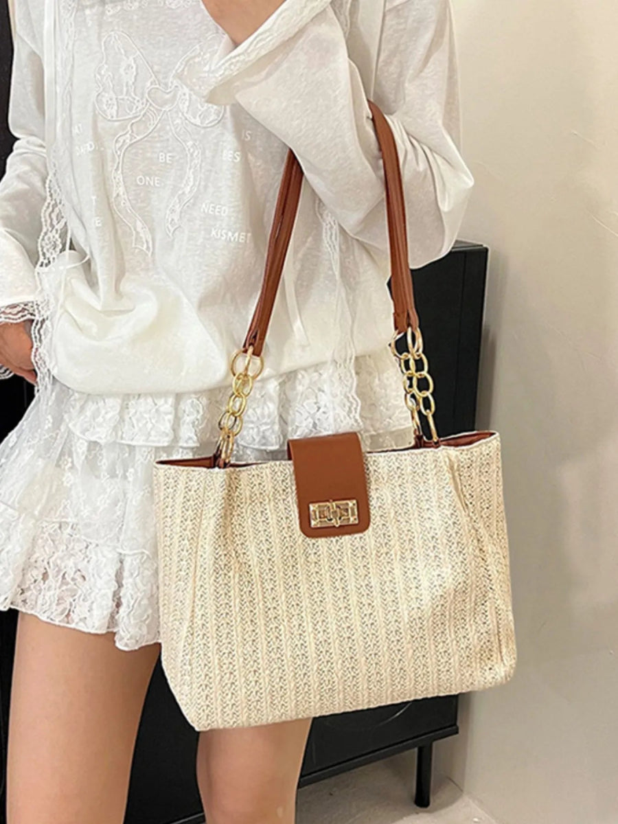 Woven Straw Shoulder Bag - Topezmart