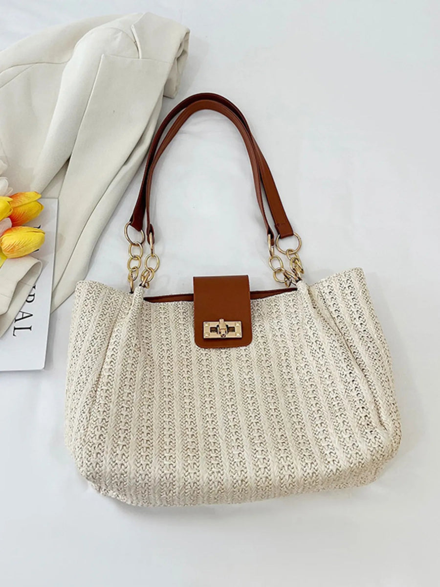 Woven Straw Shoulder Bag - Topezmart