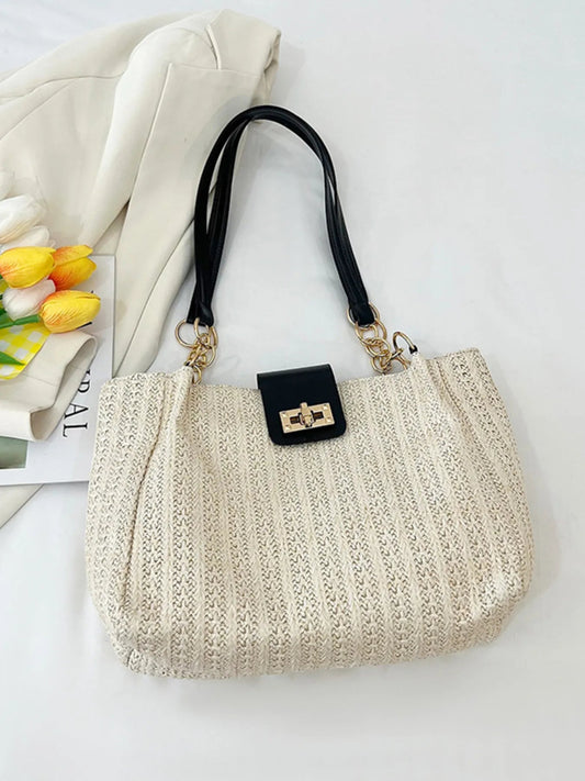 Woven Straw Shoulder Bag - Topezmart